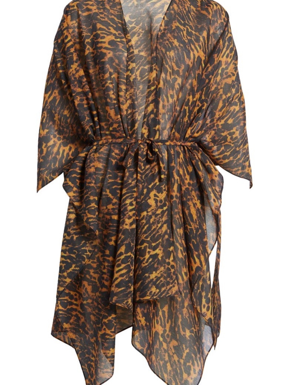 AllSaints Sheer Leopard-Print in Brown and Black Ruana Wrap